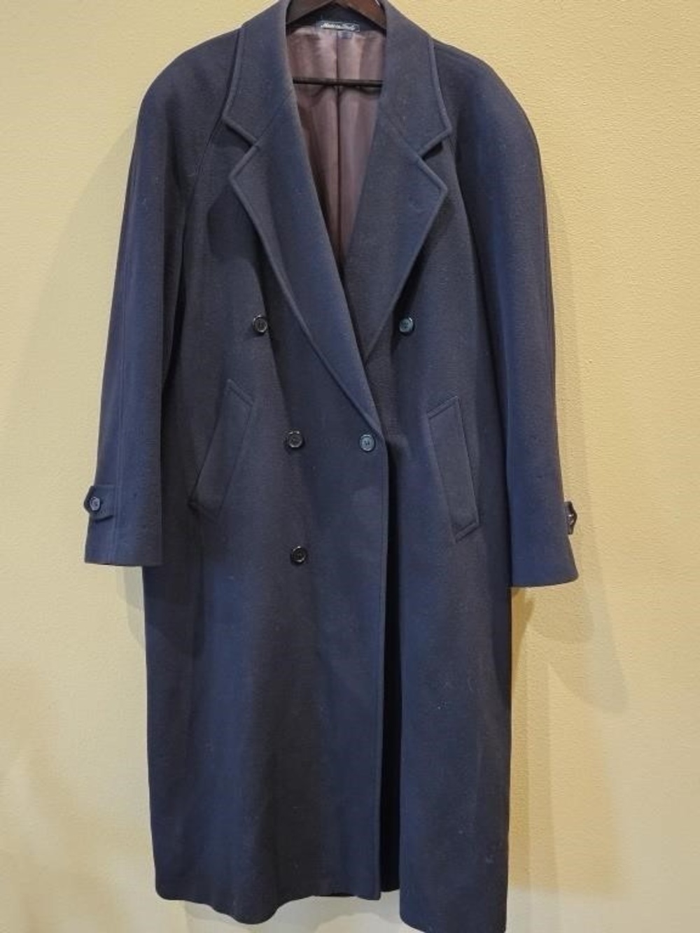 Vintage Tallia Uomo Mens Wool Overcoat Size 42 Italy Double Breasted Navy